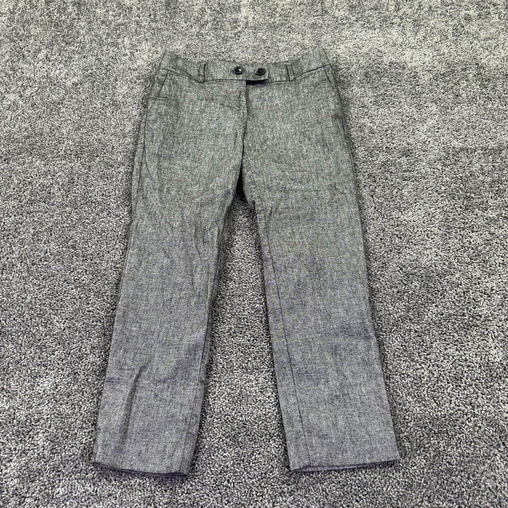 LOFT Pants Womens 2P Gray Slim Straight Linen Blend Tweed Dress Work Office